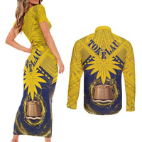 Tokelau Tokehega Day Couples Matching Short Sleeve Bodycon Dress and Long Sleeve Button Shirt National Badge Special Style LT05 - Polynesian Pride