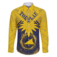 Tokelau Tokehega Day Family Matching Long Sleeve Bodycon Dress and Hawaiian Shirt National Badge Special Style LT05 Dad's Shirt - Long Sleeve Yellow - Polynesian Pride