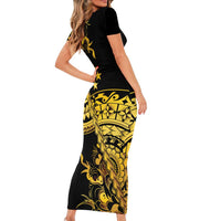 Kosrae Liberation Day Family Matching Short Sleeve Bodycon Dress and Hawaiian Shirt Polynesian Floral Tattoo LT05 - Polynesian Pride