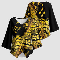 Kosrae Liberation Day Kimono Sleeve Blouse Polynesian Floral Tattoo - Polynesian Pride