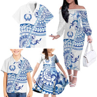 Pohnpei Liberation Day Family Matching Off The Shoulder Long Sleeve Dress and Hawaiian Shirt Polynesian Floral Tattoo LT05 - Polynesian Pride