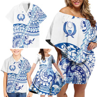 Pohnpei Liberation Day Family Matching Off Shoulder Short Dress and Hawaiian Shirt Polynesian Floral Tattoo LT05 - Polynesian Pride