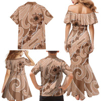 Hawaii Brown Hibiscus Pikake Lei Family Matching Mermaid Dress and Hawaiian Shirt LT05 - Polynesian Pride