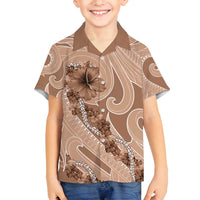 Hawaii Brown Hibiscus Pikake Lei Family Matching Puletasi and Hawaiian Shirt - Polynesian Pride