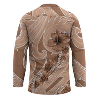 Hawaii Brown Hibiscus Pikake Lei Hockey Jersey - Polynesian Pride