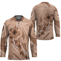 Hawaii Brown Hibiscus Pikake Lei Hockey Jersey - Polynesian Pride