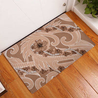 Hawaii Brown Hibiscus Pikake Lei Rubber Doormat - Polynesian Pride