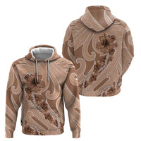 Hawaii Brown Hibiscus Pikake Lei Zip Hoodie - Polynesian Pride