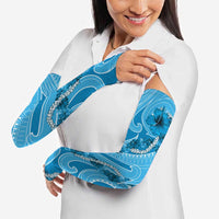 Hawaii Blue Hibiscus Pikake Lei Arm Sleeves - Polynesian Pride