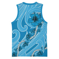 Hawaii Blue Hibiscus Pikake Lei Basketball Jersey - Polynesian Pride