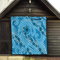 Hawaii Blue Hibiscus Pikake Lei Quilt - Polynesian Pride