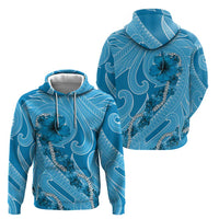 Hawaii Blue Hibiscus Pikake Lei Zip Hoodie - Polynesian Pride