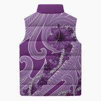 Hawaii Violet Hibiscus Pikake Lei Sleeveless Puffer Jacket - Polynesian Pride