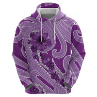Hawaii Violet Hibiscus Pikake Lei Zip Hoodie - Polynesian Pride
