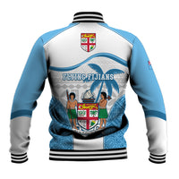 Fiji Rugby Baseball Jacket World Cup 2023 Fijian Tapa Pattern Blue Version LT05 - Polynesian Pride