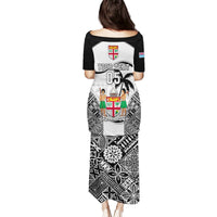 Custom Fiji Rugby Puletasi World Cup 2023 Fijian Tapa Pattern Black Version LT05 - Polynesian Pride