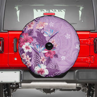 Hawaii Tropical Flowers Spare Tire Cover Polynesian Tattoo Lavender