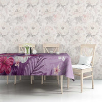 Hawaii Tropical Flowers Tablecloth Polynesian Tattoo Lavender