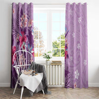 Hawaii Tropical Flowers Window Curtain Polynesian Tattoo Lavender