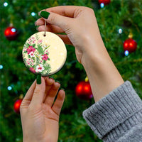 Hawaii Tropical Flowers Ceramic Ornament Polynesian Tattoo Buttermilk