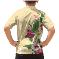 Hawaii Tropical Flowers Family Matching Mermaid Dress and Hawaiian Shirt Polynesian Tattoo Buttermilk LT05 - Polynesian Pride