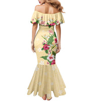 Hawaii Tropical Flowers Family Matching Mermaid Dress and Hawaiian Shirt Polynesian Tattoo Buttermilk LT05 - Polynesian Pride