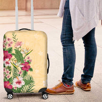 Hawaii Tropical Flowers Luggage Cover Polynesian Tattoo Buttermilk LT05 Beige - Polynesian Pride