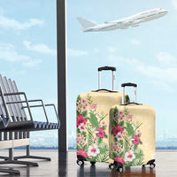 Hawaii Tropical Flowers Luggage Cover Polynesian Tattoo Buttermilk LT05 - Polynesian Pride