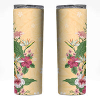 Hawaii Tropical Flowers Skinny Tumbler Polynesian Tattoo Buttermilk