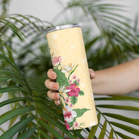 Hawaii Tropical Flowers Skinny Tumbler Polynesian Tattoo Buttermilk