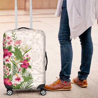 Hawaii Tropical Flowers Luggage Cover Polynesian Tattoo White LT05 White - Polynesian Pride