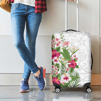 Hawaii Tropical Flowers Luggage Cover Polynesian Tattoo White LT05 - Polynesian Pride