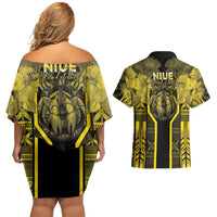 Niue The Rock Couples Matching Off Shoulder Short Dress and Hawaiian Shirt The Island Of The Uga LT05 - Polynesian Pride