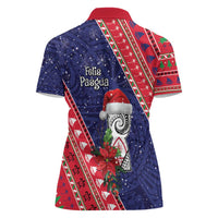 Guam Christmas Women Polo Shirt Felis Nabidat Guaman Seal With Poinsettia LT05 - Polynesian Pride