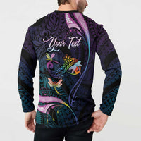 Personalised Polynesia Memorial Button Sweatshirt Always Remembered Dragonfly Polynesian Style