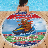 New Zealand Christmas Beach Blanket Funny Jet Ride Kiwi Xmas - Polynesian Pride