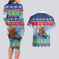 New Zealand Christmas Couples Matching Long Sleeve Bodycon Dress and Hawaiian Shirt Funny Jet Ride Kiwi Xmas - Polynesian Pride