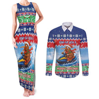 New Zealand Christmas Couples Matching Tank Maxi Dress and Long Sleeve Button Shirt Funny Jet Ride Kiwi Xmas - Polynesian Pride