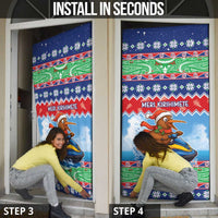 New Zealand Christmas Door Cover Funny Jet Ride Kiwi Xmas - Polynesian Pride