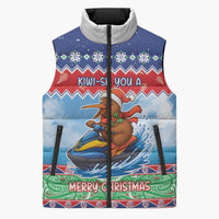 New Zealand Christmas Sleeveless Puffer Jacket Funny Jet Ride Kiwi Xmas - Polynesian Pride