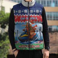 New Zealand Christmas Sleeveless Puffer Jacket Funny Jet Ride Kiwi Xmas - Polynesian Pride