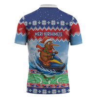 New Zealand Christmas Zipper Polo Shirt Funny Jet Ride Kiwi Xmas - Polynesian Pride