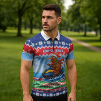 New Zealand Christmas Zipper Polo Shirt Funny Jet Ride Kiwi Xmas - Polynesian Pride