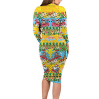 Hawaii Christmas Family Matching Long Sleeve Bodycon Dress and Hawaiian Shirt Mele Kalikimaka Tropical Vibes LT05 - Polynesian Pride