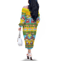 Hawaii Christmas Family Matching Off The Shoulder Long Sleeve Dress and Hawaiian Shirt Mele Kalikimaka Tropical Vibes LT05 - Polynesian Pride