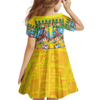Hawaii Christmas Kid Short Sleeve Dress Mele Kalikimaka Tropical Vibes - Polynesian Pride