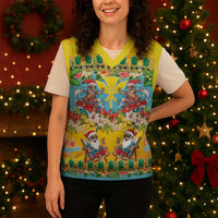 Hawaii Christmas Knitted V-Neck Vest Mele Kalikimaka Tropical Vibes LT05 - Polynesian Pride
