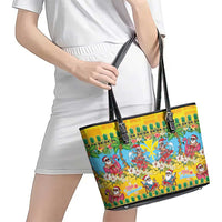 Hawaii Christmas Leather Tote Bag Mele Kalikimaka Tropical Vibes - Polynesian Pride