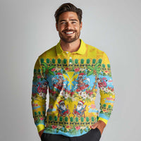 Hawaii Christmas Long Sleeve Polo Shirt Mele Kalikimaka Tropical Vibes - Polynesian Pride