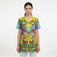 Hawaii Christmas Scrub Top Mele Kalikimaka Tropical Vibes - Polynesian Pride